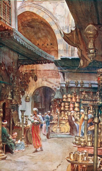 Khan El-Khalil, Kairo (farge litho) av Walter Frederick Roofe Tyndale