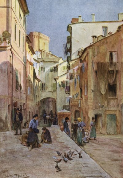 La Piazza, Sestri Levante (farge litho) av Walter Frederick Roofe Tyndale