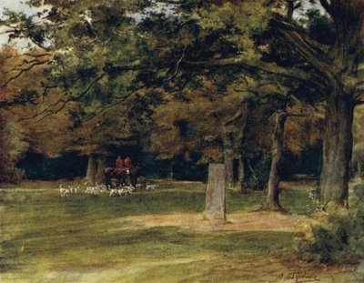 The New Forest: The Rufus Stone (farge litho) av Walter Frederick Roofe Tyndale