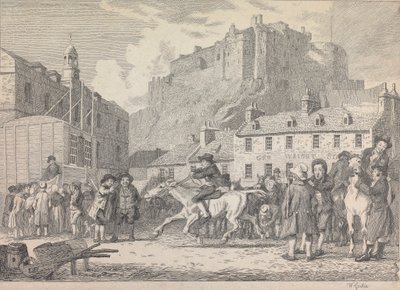Edinburgh Castle and Horse Fair av Walter Geikie