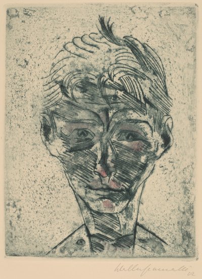 Byste av en ung mann, selvportrett guttehode, selvportrett, 19221923. av Walter Gramatte