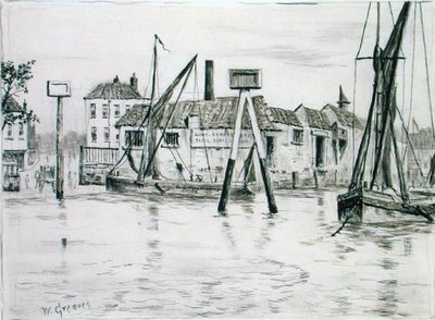 Chelsea Dock (blekk på papir) av Walter Greaves