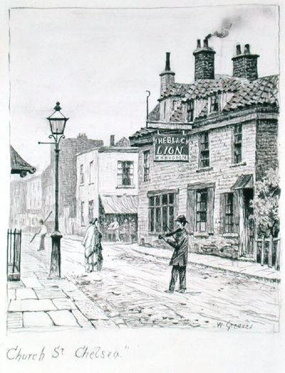 Church Street, Chelsea (blekk på papir) av Walter Greaves