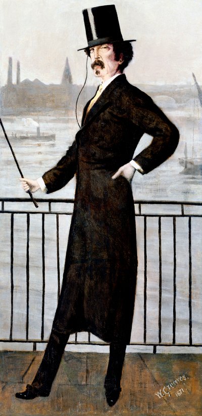 James Abbott McNeill Whistler på enkens tur i huset hans i Lindsey Row, Chelsea, 1871 av Walter Greaves