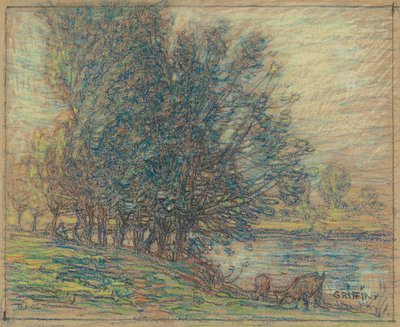 Willows, Longpre, Frankrike, ca. 1911-18 (pastell på vevd papir) av Walter Griffin