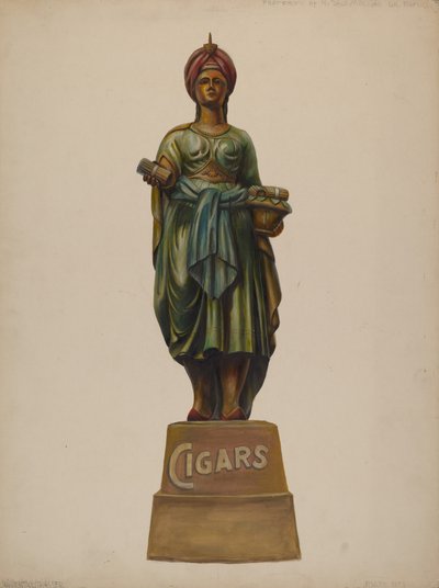 Sigarbutikkfigur, ca. 1937. av Walter Hochstrasser