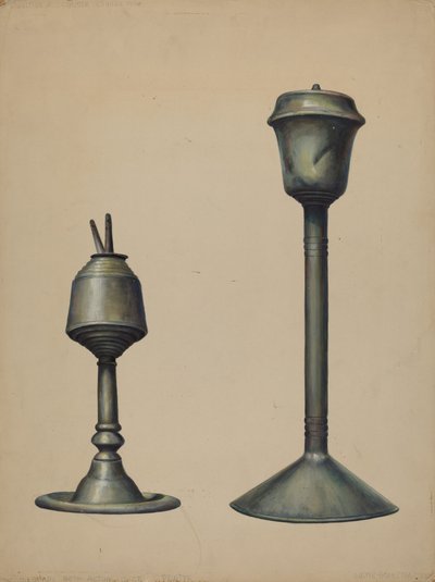 To oljelamper, ca. 1938. av Walter Hochstrasser