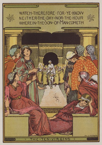 De ti jomfruer (farge litho) av Walter Jenks Morgan