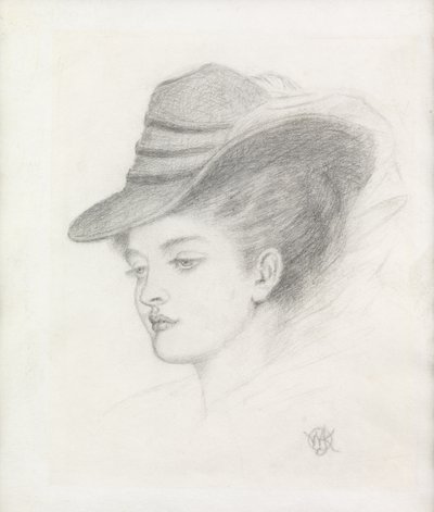 Emily Renshaw, kunstnerens kone (blyant på papir) av Walter John Knewstub