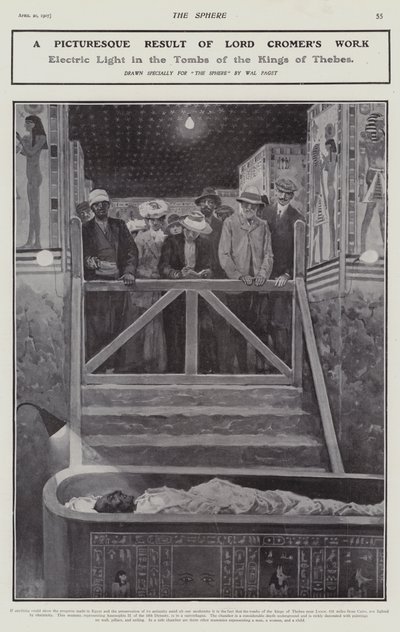 Elektrisk lys i gravene til kongene av Theben (litho) av Walter Paget