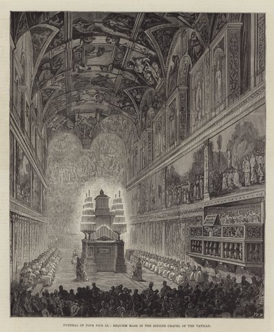 Begravelse til pave Pius IX, Requiem-messe i Det sixtinske kapell i Vatikanet av Walter Paget