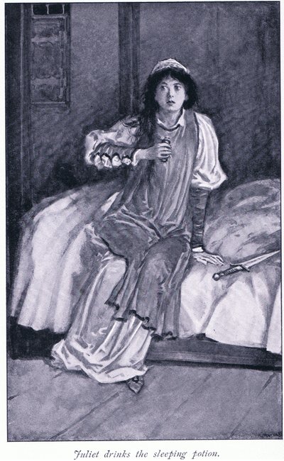 Juliet drikker sovemiddelet, 1900-tallet av Walter Paget