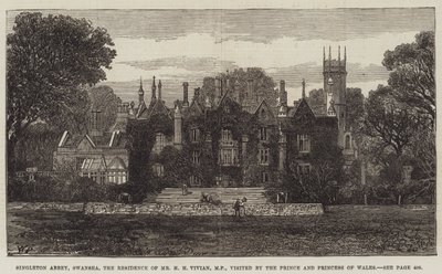Singleton Abbey, Swansea, residensen til Mr H H Vivian, MP, besøkt av prinsen og prinsessen av Wales av Walter Paget