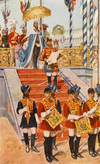 Dronningen utropt til keiserinne av India (fargelitografi) av Walter Paget