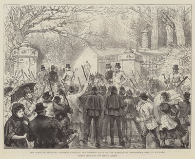 Staten i Irland, bønder som stopper Reloare-jakten ved Marquis of Drogheda's Gate, i Kildare av Walter Paget