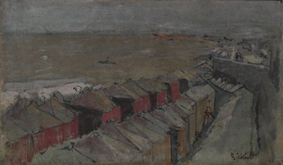 Badehytter, Dieppe, ca. 1890 (olje på panel) av Walter Richard Sickert