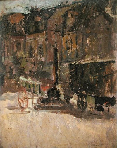 Market Cross, Dieppe (olje på panel) av Walter Richard Sickert