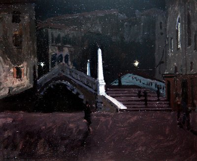 Ponte delle Guglie sul Cannaregio (Nattscene, Venezia) ca. 1896 (olje på lerret) av Walter Richard Sickert
