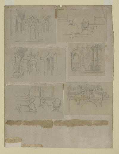 Flere studier (blyant på papir) av Walter Richard Sickert