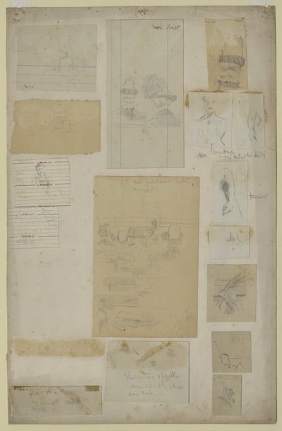 Flere studier (blyant på papir) av Walter Richard Sickert