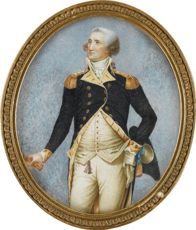 Portrett av George Washington (1732-1799), av Robertson, Walter (1750-1801). Akvarell, Gouache på horn av Walter Robertson