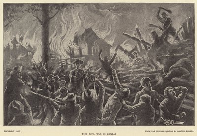 Borgerkrigen i Kansas (litho) av Walter Russell