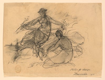 Handel og en annen allegorisk figur (motiv for seddeldesign) av Walter Shirlaw