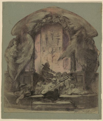Design for en malt veggdekorasjon av Walter Shirlaw