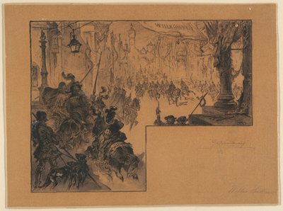 Illustrasjon som viser triumfavkastningen til den tyske hæren etter den tysk-franske krigen av Walter Shirlaw