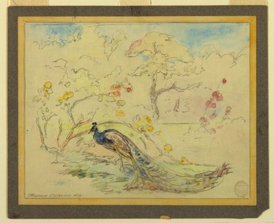 Påfugl i en hage av Walter Shirlaw