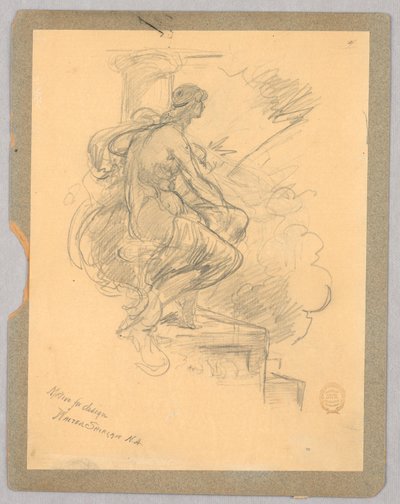 Sittende kvinne (motiv for design) av Walter Shirlaw