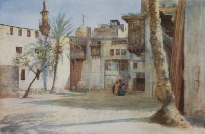 En gårdsplass nær Tentmakers Bazaar, Kairo farge litho av Walter Spencer Stanhope Tyrwhitt