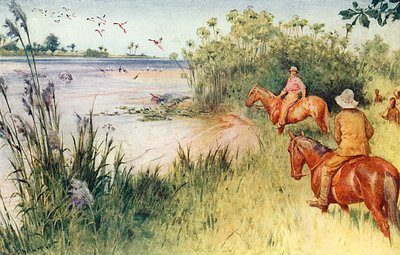 Livingstone og Oswell når Zambezi ved Sesheke av Walter Stanley Paget