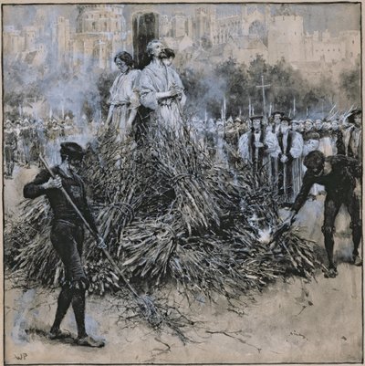 The Martyrdom of Robert Testwood (akvarell på papir) av Walter Stanley Paget