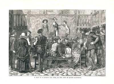 A Play in an Elizabethan London Inn Yard, 1878 av Walter Thornbury