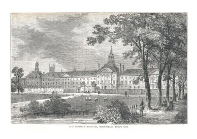 Gamle Betlem sykehus. Moorfields rundt 1750, 1878 av Walter Thornbury