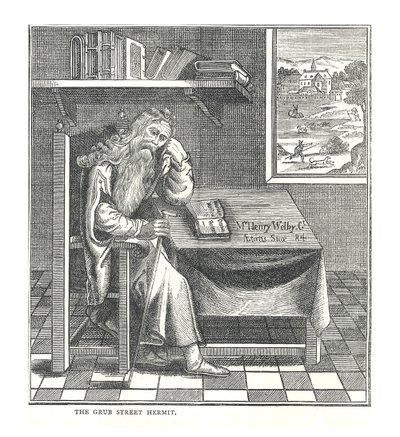Eremitten i Grub Street. Fra et bilde publisert av Richardson, 1878 av Walter Thornbury