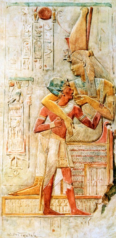 Egyptiske hieroglyfer, Abydos, Egypt, 1910 av Walter Tyndale