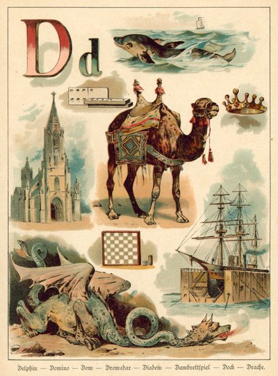 Bokstav D (chromolitho) av Walter Zweigle