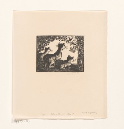 Tre katter i en vindusramme av Wanda Gág (signed by artist)