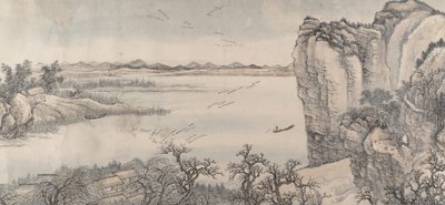 Landskap i stil med Juran og Yan Wengui, datert 1713. av Wang Hui