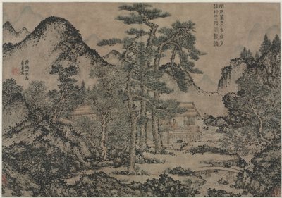 Å skrive bøker under furutrærne, 1279-1368. av Wang Meng