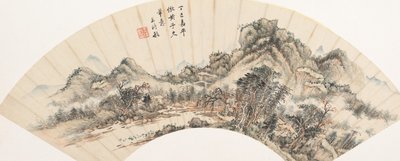 Landscape after Huang Gongwang, dated 1677. av Wang Shimin