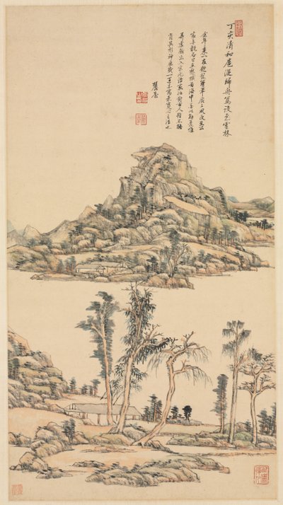 Landskap i fargestilen til Ni Zan, 1707. av Wang Yuanqi