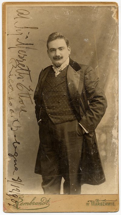 Portrett av operasangeren Enrico Caruso 1873-1921, 1900-tallet. av Warsaw. Photo studio Rembrandt