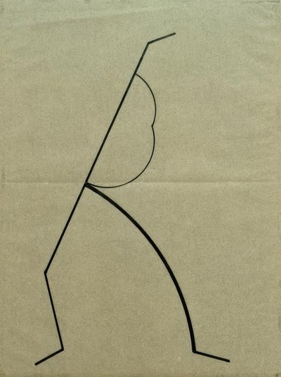 Analytisk tegning basert på bilder av den dansende Palucca, rette linjer som strever oppover basert på enkle kurver av Wassily Kandinsky