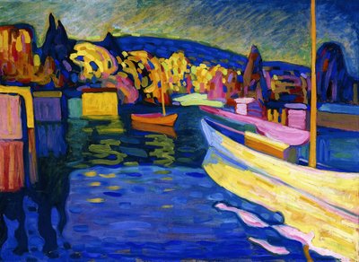 Høstlandskap med båter av Wassily Kandinsky