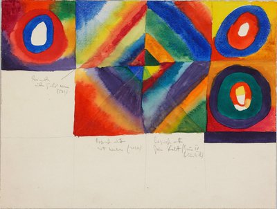 Fargestudier med informasjon om maleteknikken, 1913. av Wassily Kandinsky