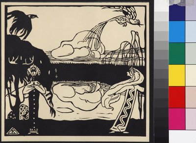 Deux oiseaux - To fugler (Zwei Voegel), av Kandinsky, Wassily Vasilyevich (1866-1944). Tresnitt av Wassily Kandinsky