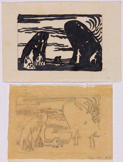 Entwurf und Pause zu dem Holzschnitt Klänge, S. 65 av Wassily Kandinsky